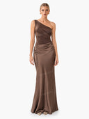 Elegant One Shoulder Neck Pleated Party Maxi Dress