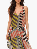 Casual Geometric Stripe Print Flowing Maxi Dress