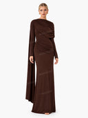 Pleated Ribbon Design Maxi Dress