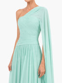 Elegant One-Shoulder Ruched Maxi Dress