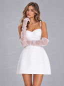 Elegant Pearl Strap Corset Mini Dress