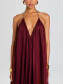 Elegant V-neck Chiffon Flowy Maxi Dress