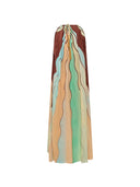 Bohemian Colorblock Stripe Halter Maxi Dress