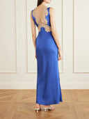 Lace-Trimmed Satin Midi Slip Dress