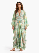Unique Floral Print V Neck Oversized Midi Dress