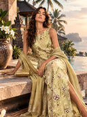 Elegant Botanical Print Sleeveless Midi Dress Two-Piece Set