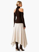 Minimalist Cutout High-Neck Contrast Two-Piece Set