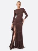 Elegant Ruched Twist Fringe Maxi Dress