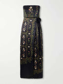 Exquisite Printed Satin Maxi Dress