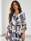 Satin Jungle Floral Print Loose Maxi Dress