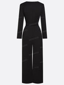 Pearl Trim Square Neck Wide Leg Jumpsuit