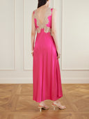 Lace-Trimmed Satin Midi Slip Dress