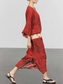 Casual Abstract Tie-Dye Kimono Sleeve Maxi Dress