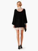 Elegant Lace Trim Knit Mini Dress