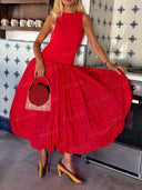 Elegant Organza Bubble Hem Midi Dress